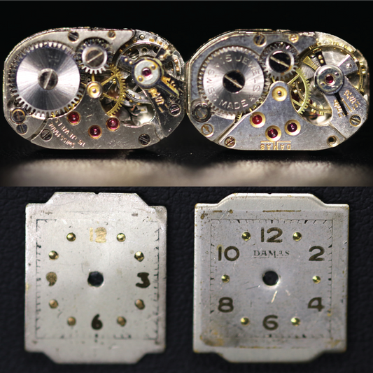 Cufflinks (Medium Size Rectangle) Damas & Maker Unknown. Inscribed "Damas Swiss Made 15 Jewels" & "Swiss Made 15 Jewels"